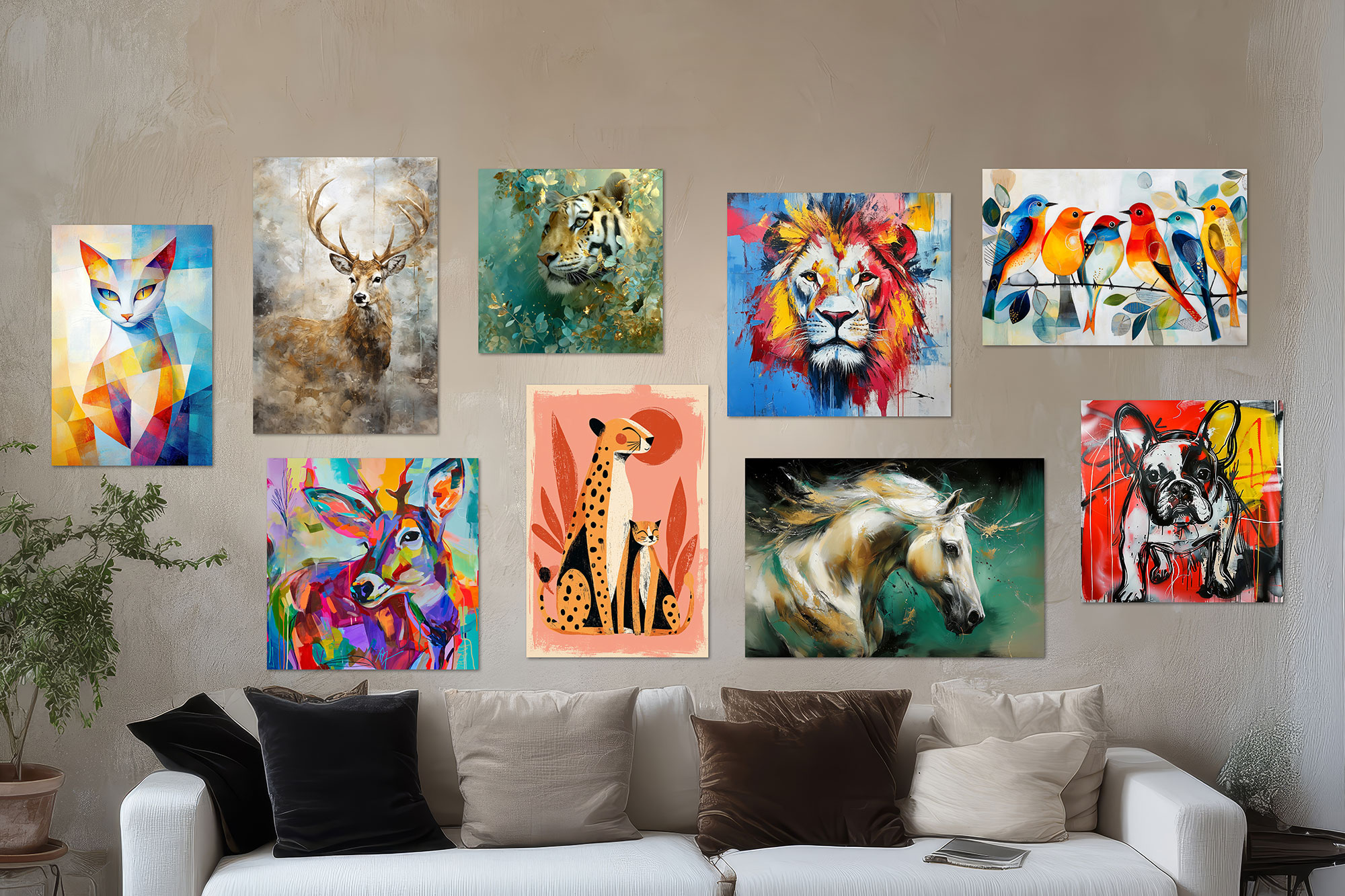 Tier Bilder und Tiergemälde auf Leinwand, Acrylglas oder Alu-Dibond – moderne Tierposter & Akustikbilder, hochwertige Kunstdrucke von Tiermotiven für dein Zuhause