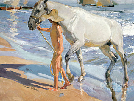 Joaquín Sorolla - Das Pferdebad - Alte Meister als Kunstdruck auf Leinwand, Acrylglas, Alu-Dibond oder als Poster