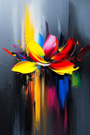 Abstrakte Blüte - Wandbild im Stil eines Gemäldes auf Leinwand, Acrylglas, Alu-Dibond oder als Poster