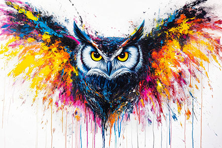 Abstrakte Eule - Modernes Gemälde als Kunstdruck auf Leinwand, Acrylglas, Alu-Dibond oder als Poster