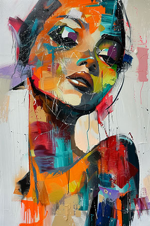 Abstraktes Porträt - Modernes abstraktes Gemäldes eines weiblichen Porträts auf Leinwand, Acrylglas, Alu-Dibond oder als Poster