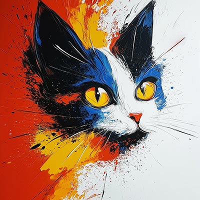 Moderne Katze - Katzengemälde Kunstdruck auf Leinwand, Acrylglas, Alu-Dibond oder als Poster