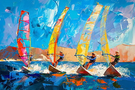 Surfer - moderne maritime Illustration auf Leinwand, Acrylglas, Alu-Dibond oder als Poster