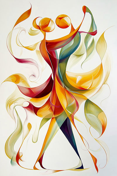 Tanzende abstrakte Figuren - Modernes Gemälde als Kunstdruck auf Leinwand, Acrylglas oder als Poster