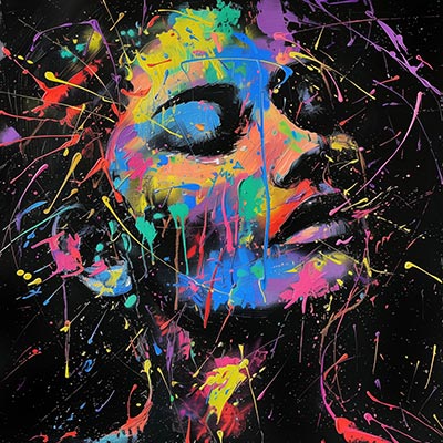 Porträt Splash - Modernes Gemälde einer Frau als Kunstdruck auf Leinwand, Acrylglas, Alu-Dibond oder als Poster