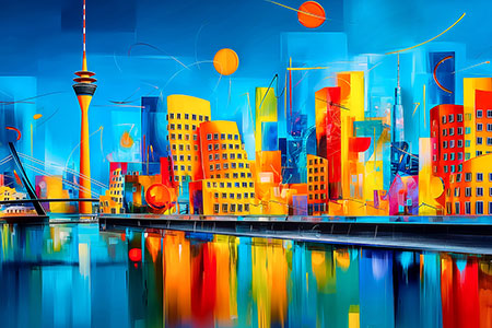 Düsseldorf Gemälde, Bild auf Leinwand, Acrylglas oder als Poster