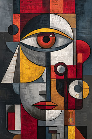 Abstraktes Gesicht Gemälde als Bild auf Leinwand, Acrylglas oder als Poster