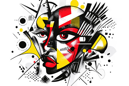 Abstraktes Gesicht - Modernes Gemälde als Leinwandbild, Acrylglasbild, Alubild, Austikbild oder als Poster