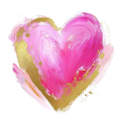 Herz in pink und gold - Wandbild im Stil eines Gemäldes auf Leinwand, Acrylglas, Alu-Dibond oder als Poster