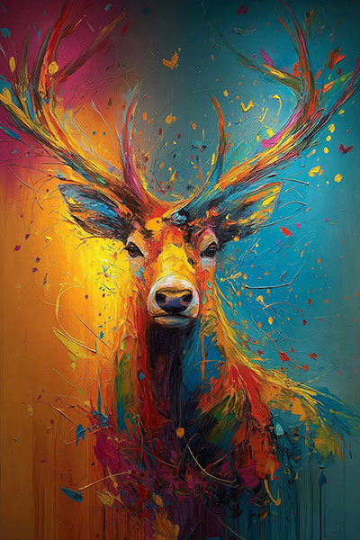 Abstrakter Hirsch Martimer Kunstdruck auf Leinwand, Acrylglas oder als Poster