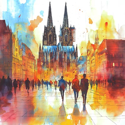 Abstrakte Köln Illustration - Afrika Wandbild im Stil einer Fotografie auf Leinwand, Acrylglas, Alu-Dibond oder als Poster