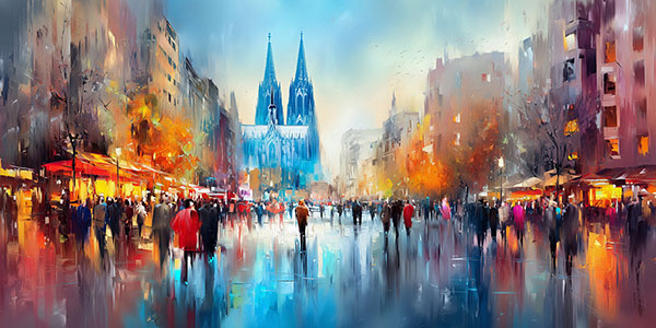 Abstraktes Köln Gemälde Martimer Kunstdruck auf Leinwand, Acrylglas oder als Poster