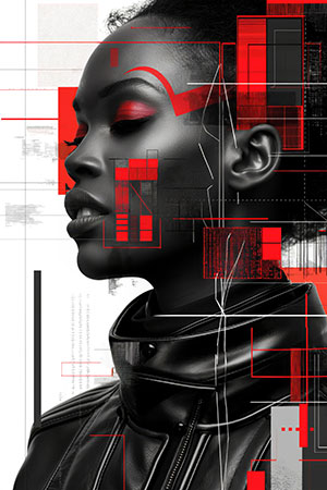 Abstraktes Porträt - modernes Kunstwerk auf Leinwand, Acrylglas, Alu-Dibond oder als Poster