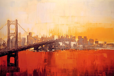 San Francisco - modernes Wandbild im Stil eines Gemäldes als Kunstdruck auf Leinwand, Acrylglas, Alu-Dibond oder als Poster