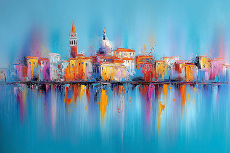 Abstraktes Venedig Gemälde Kunstdruck auf Leinwand, Acrylglas oder als Poster