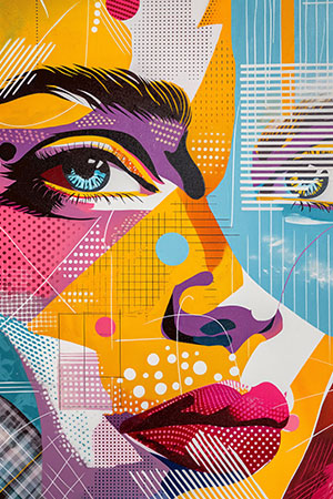 Popart Beauty - modernes Wandbild im Stil eines Gemäldes als Kunstdruck auf Leinwand, Acrylglas, Alu-Dibond oder als Poster