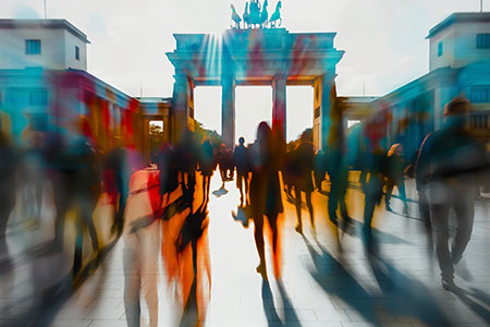 Am Brandenburger Tor - Fotorealistischer Kunstdruck auf Leinwand, Acrylglas, Alu-Dibond oder als Poster