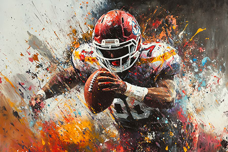 American Football Spieler - Modernes Gemälde als Leinwandbild, Acrylglasbild, Alubild, Austikbild oder als Poster