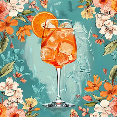 Summer Cocktail - Ein abstrakter Löwe im Stil einer Illustration auf Leinwand, Acrylglas, Alu-Dibond oder als Poster