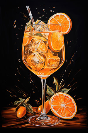 Aperol Spritz - Modernes digitales Gemälde Wandbild auf Leinwand oder Acrylglas