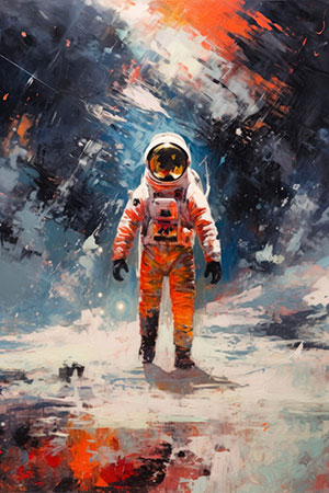 Astronaut - Kunstdruck eines modernen digitalen Gemäldes auf Leinwand, Acrylglas, Alu-Dibond oder als Poster