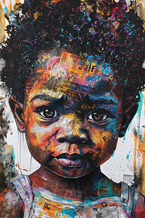 Augen der Hoffnung - Ein afrikanisches Kind im Porträt auf Leinwand, Acrylglas, Alu-Dibond oder als Poster