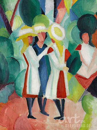 August Macke - Drei Mädchen - Alte Meister als Kunstdruck auf Leinwand, Acrylglas, Alu-Dibond oder als Poster