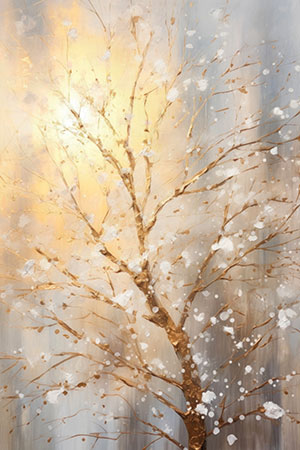 Winter Tree - modernes impressionistisches Wandbild eines Baumes im Winter als Kunstdruck auf Leinwand, Acrylglas, Alu-Dibond oder als Poster
