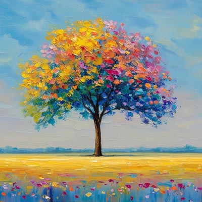 Baum mit bunten Blättern Martimer Kunstdruck auf Leinwand, Acrylglas oder als Poster