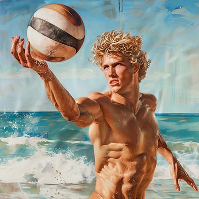Beachboy - Beachvolleyball Gemälde auf Leinwand, Acrylglas, Alu-Dibond oder als Poster