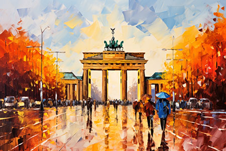 Brandenburger Tor - modernes Wandbild im Stil eines Gemäldes als Kunstdruck auf Leinwand, Acrylglas, Alu-Dibond oder als Poster