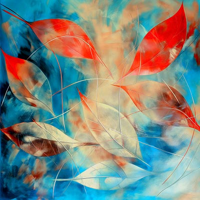 Blätter im Wind - modernes Kunstwerk auf Leinwand, Acrylglas, Alu-Dibond oder als Poster