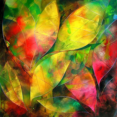 Blätter Collage - Modernes Wandbild auf Leinwand, Acrylglas, Alu-Dibond oder als Poster