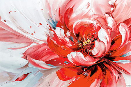 Pfingsrosengemälde - Modernes Blumenmotiv als Kunstdruck auf Leinwand, Acrylglas, Alu-Dibond oder als Poster