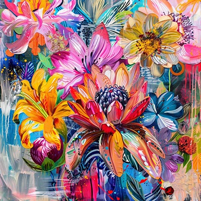 Blütenparadies - Blumengemälde auf Leinwand, Acrylglas, Alu-Dibond oder als Poster