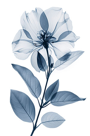 Floral - Blumenmotiv im Stil einer Röntgenaufnahme, Bild auf Leinwand, Acrylglas, Alu-Dibond oder als Poster