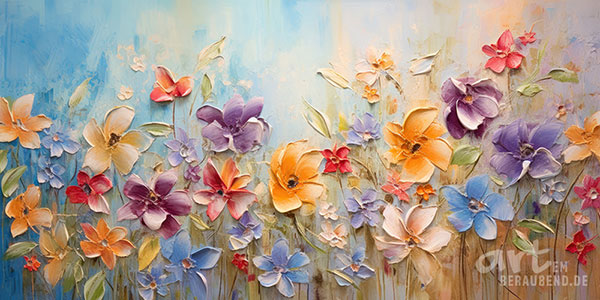 Blütenmeer - modernes digitales Blumengemälde Wandbild auf Leinwand oder Acrylglas