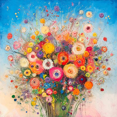 Blumenstrauß - Modernes Gemälde als Kunstdruck auf Leinwand, Acrylglas, Alu-Dibond oder als Poster