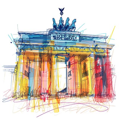 Brandenburger Tor Illustration - modernes Berlin Bild auf Leinwand, Acrylglas, Alu-Dibond oder als Poster