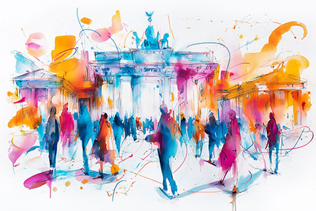 Brandenburger Tor Abstraktion Gemälde Kunstdruck auf Leinwand, Acrylglas oder als Poster