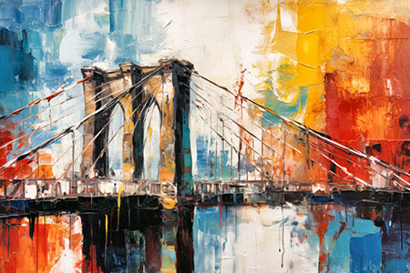 Brooklyn Bridge - modernes Wandbild im Stil eines Gemäldes als Kunstdruck auf Leinwand, Acrylglas, Alu-Dibond oder als Poster
