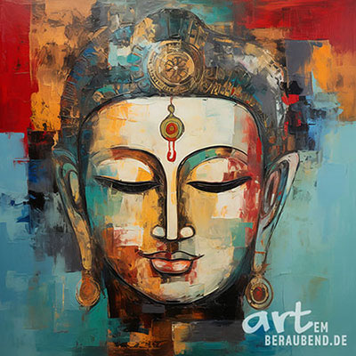 Buddha - Modernes digitales Gemälde Wandbild auf Leinwand oder Acrylglas