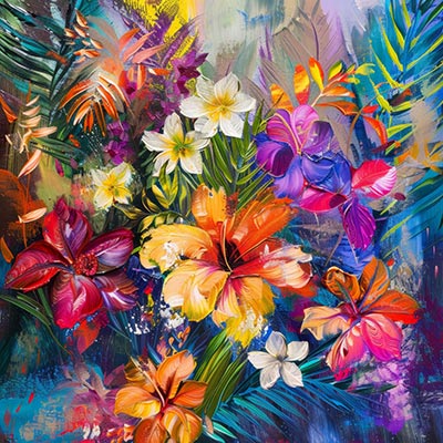 Modernes Blumengemälde auf Leinwand, Acrylglas, Alu-Dibond oder als Poster