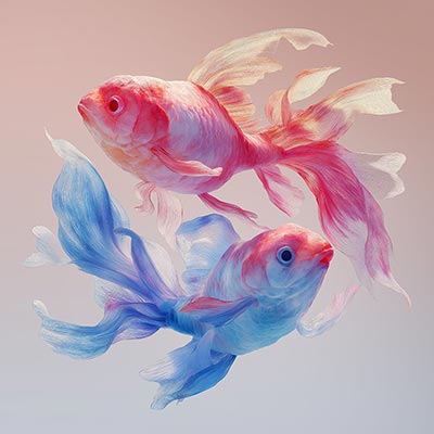 Bunte Kampffische Gemälde als Kunstdruck, Leinwandbild, Acrylglasbild, auf Alu-Dibond oder als Poster.