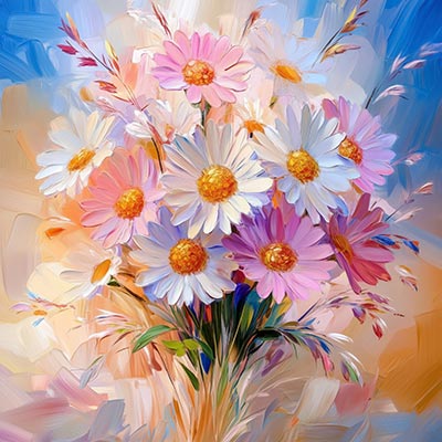 Blumenstrauß - Florales Gemälde als Leinwandbild, Acrylglasbild, Alubild, Austikbild oder als Poster