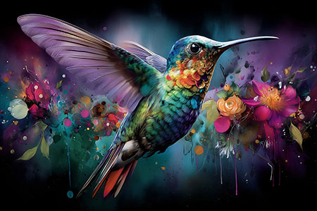Kolibri-Traum - Modernes Gemälde als Kunstdruck auf Leinwand, Acrylglas oder als Poster