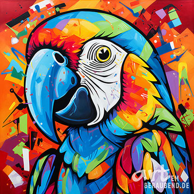 Bunter Papagei - modernes digitales Gemälde Wandbild auf Leinwand oder Acrylglas