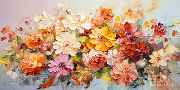 Blumengesteck - modernes digitales Blumengemälde Wandbild auf Leinwand oder Acrylglas