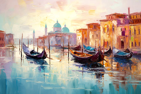 Canal Grande - modernes Wandbild im Stil eines Gemäldes als Kunstdruck auf Leinwand, Acrylglas, Alu-Dibond oder als Poster