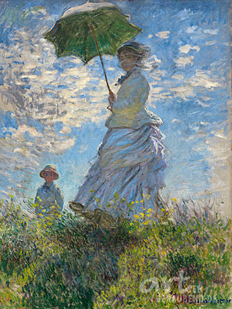 Claude Monet - Frau mit Sonnenschirm - Alte Meister als Kunstdruck auf Leinwand, Acrylglas, Alu-Dibond oder als Poster